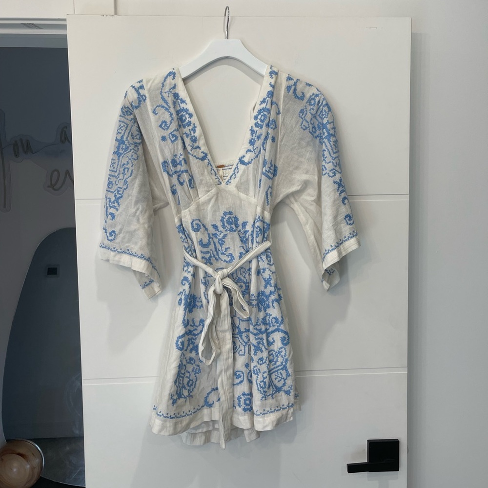 Free People Embroidered Bell Sleeve Mini